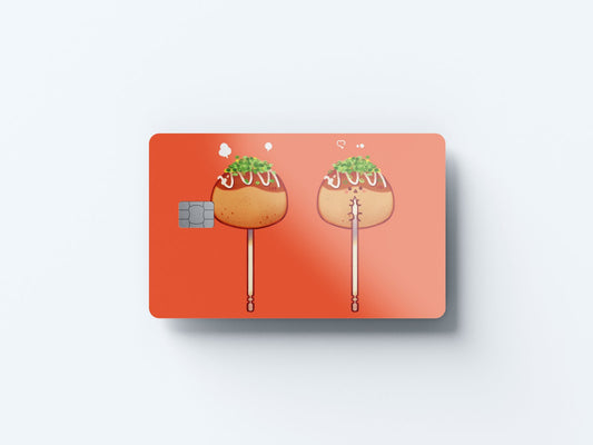 Watercolor takoyaki design | credit card sticker | small chip | credit card skin for nursery and home wall decor.