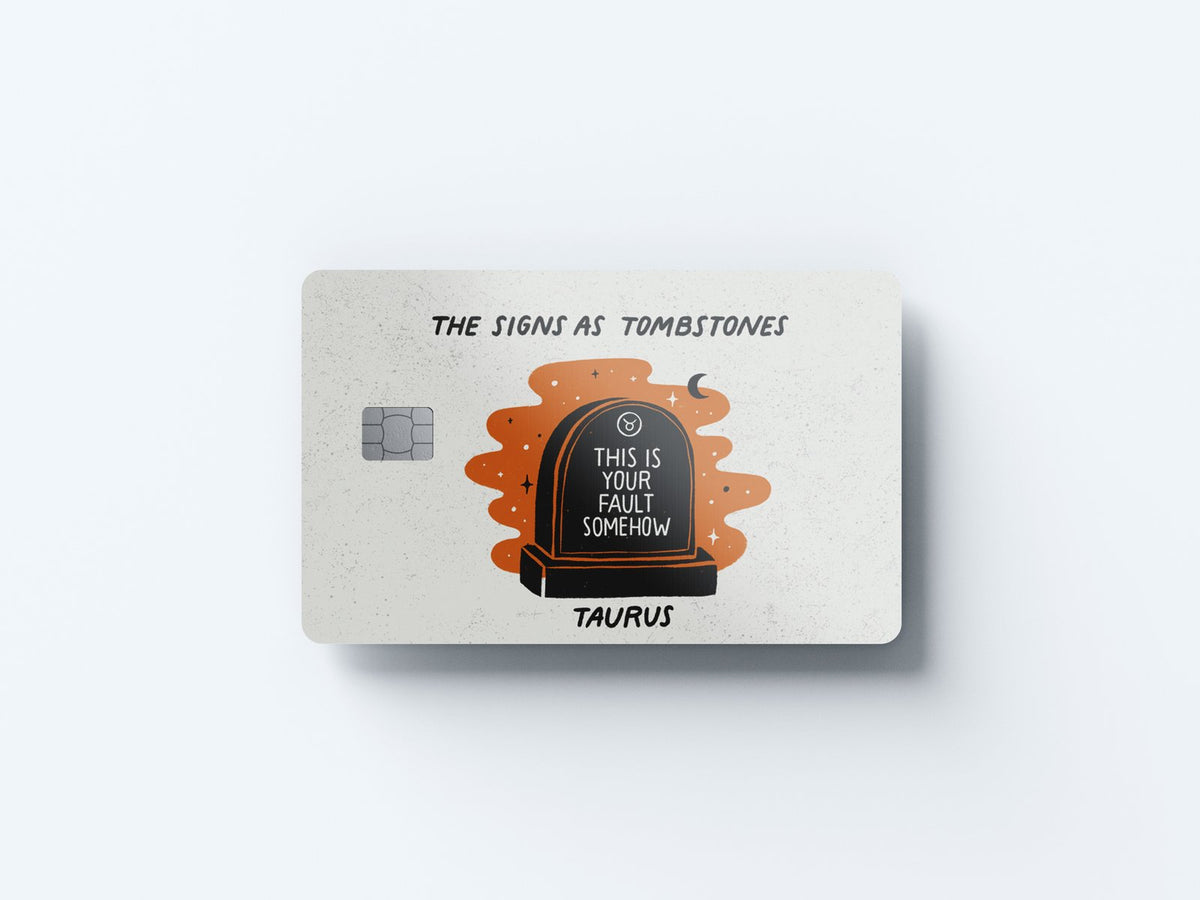 Watercolor taurus as a tombstone design | credit card sticker | small chip | credit card skin for nursery and home wall decor.