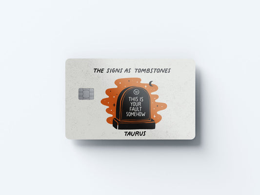 Watercolor taurus as a tombstone design | credit card sticker | small chip | credit card skin for nursery and home wall decor.