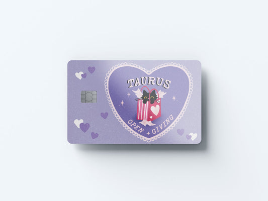 Watercolor taurus cat love design | credit card sticker | small chip | credit card skin for nursery and home wall decor.