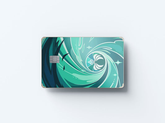 Watercolor tcg anemo design | credit card sticker | small chip | credit card skin for nursery and home wall decor.