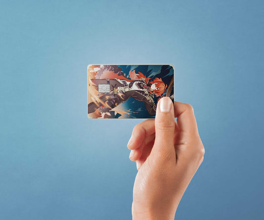 Watercolor tcg diluc design | credit card sticker | small chip | credit card skin for nursery and home wall decor.