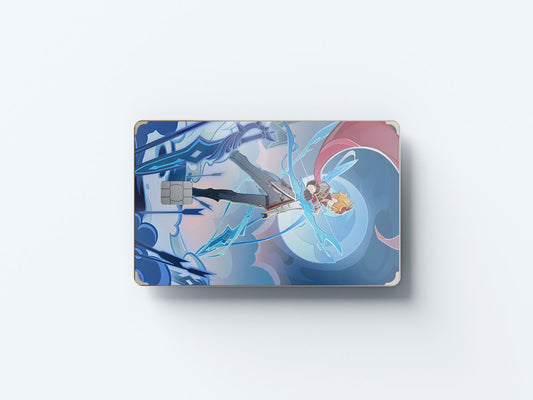 Watercolor tcg harbinger tartaglia design | credit card sticker | small chip | credit card skin for nursery and home wall decor.