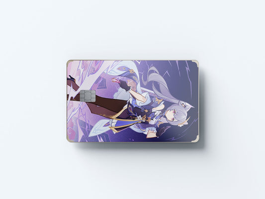 Watercolor tcg keqing design | credit card sticker | small chip | credit card skin for nursery and home wall decor.