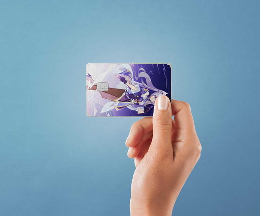 Watercolor tcg keqing design | credit card sticker | small chip | credit card skin for nursery and home wall decor.