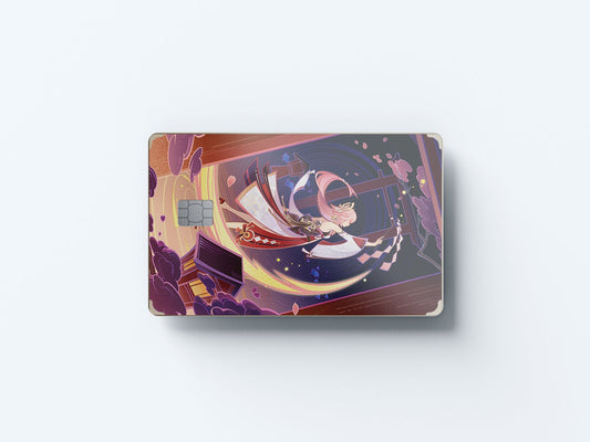 Watercolor tcg kitsune dance design | credit card sticker | small chip | credit card skin for nursery and home wall decor.