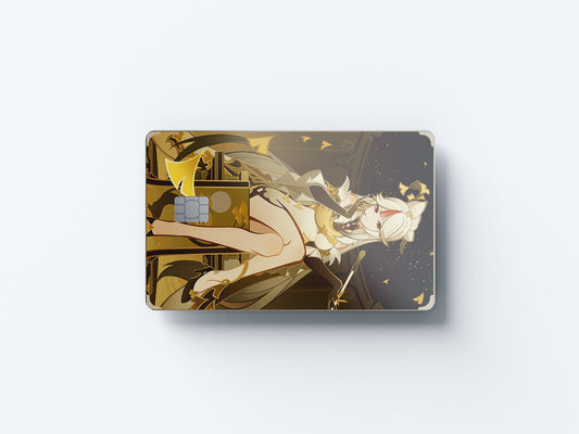 Watercolor tcg ningguang design | credit card sticker | small chip | credit card skin for nursery and home wall decor.