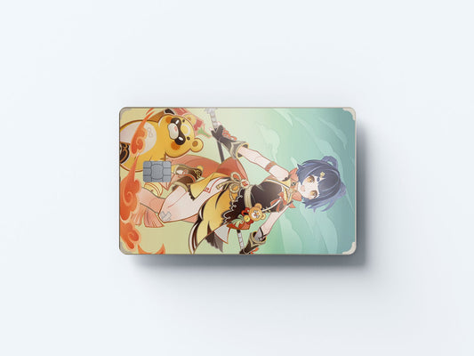 Watercolor tcg xiangling design | credit card sticker | small chip | credit card skin for nursery and home wall decor.