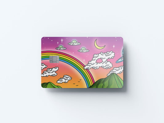 Watercolor technicolor sky design | credit card sticker | small chip | credit card skin for nursery and home wall decor.