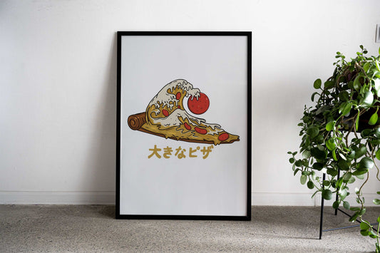 the great wave pizza Asian Style Poster | Wall Art for Home & Office | High-Quality Print - High-Quality Visual Display