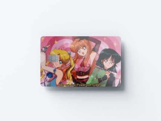 Watercolor the powerpuff girls design | credit card sticker | small chip | credit card skin for nursery and home wall decor.