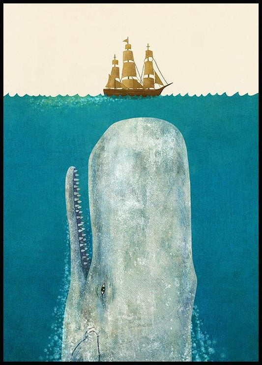 Watercolor the whale poster for nursery and home wall decor.