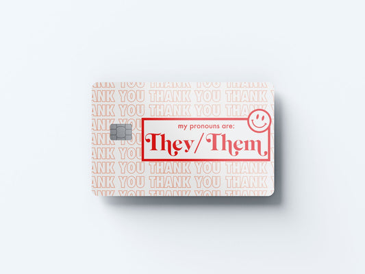 Watercolor they them design | credit card sticker | small chip | credit card skin for nursery and home wall decor.