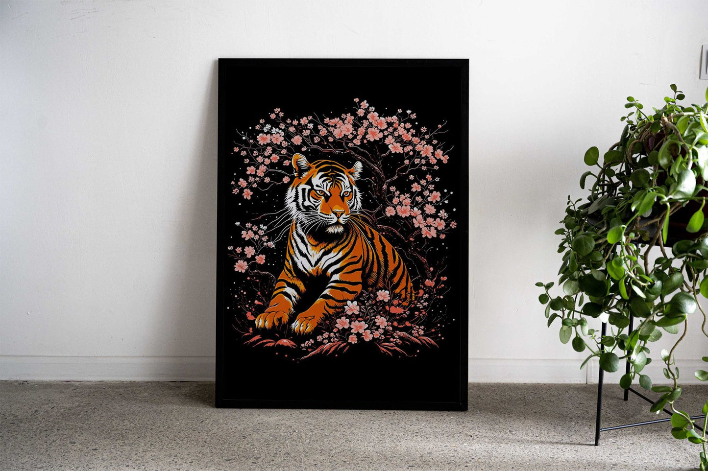 tiger and sakura Asian Style Poster | Wall Art for Home & Office | High-Quality Print - High-Quality Visual Display