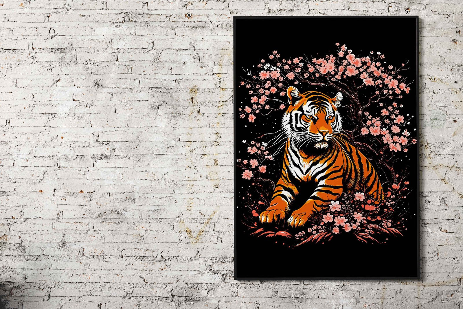 tiger and sakura Asian Style Poster | Wall Art for Home & Office | High-Quality Print - High-Quality Visual Display