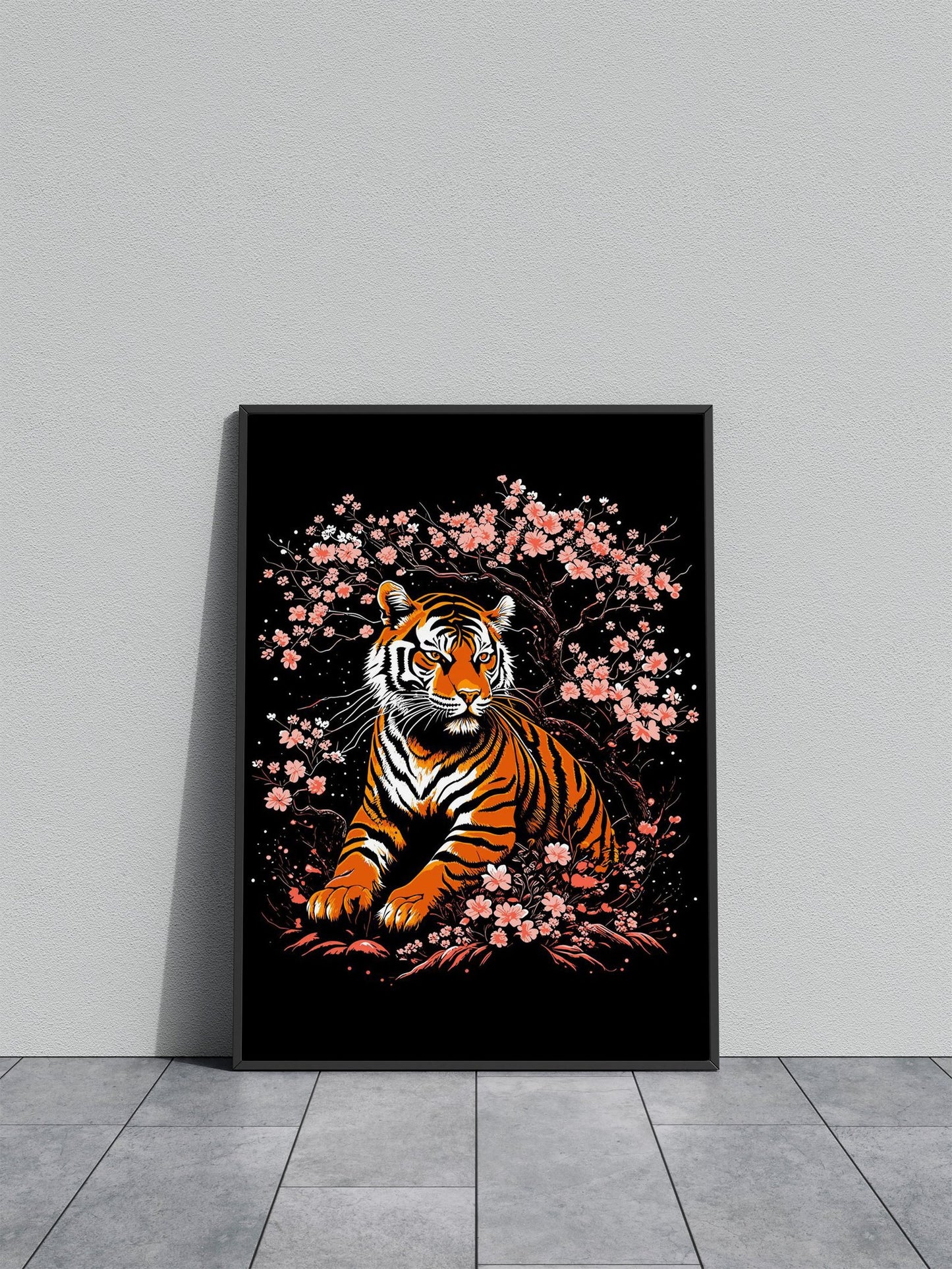 tiger and sakura Asian Style Poster | Wall Art for Home & Office | High-Quality Print - High-Quality Visual Display