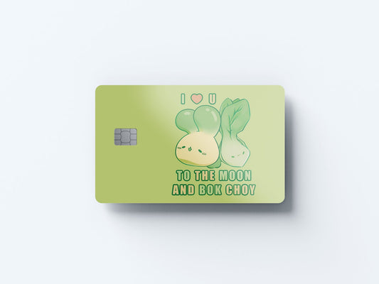 To the Moon and Bok Choy Design | Credit Card Sticker | Small Chip | Credit Card Skin
