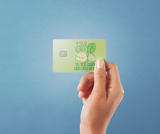 To the Moon and Bok Choy Design | Credit Card Sticker | Small Chip | Credit Card Skin