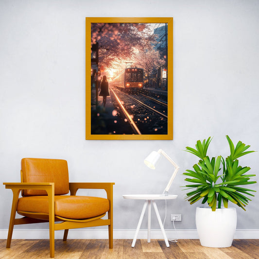 train and cherry blossom Asian Style Poster | Wall Art for Home & Office | High-Quality Print - High-Quality Visual Display