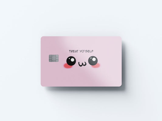Watercolor treat yo self design | credit card sticker | small chip | credit card skin for nursery and home wall decor.