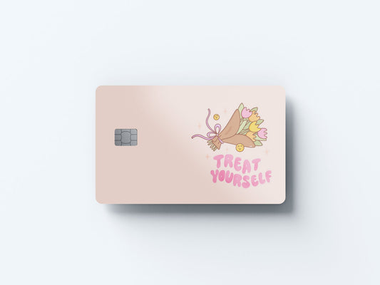 Watercolor treat yourself design | credit card sticker | small chip | credit card skin for nursery and home wall decor.