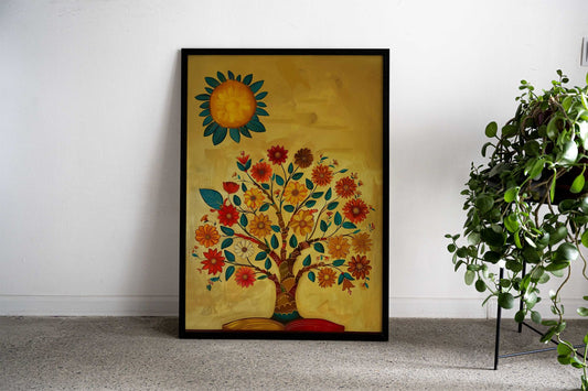 tree pagoda india yellow Asian Style Poster | Wall Art for Home & Office | High-Quality Print - High-Quality Visual Display