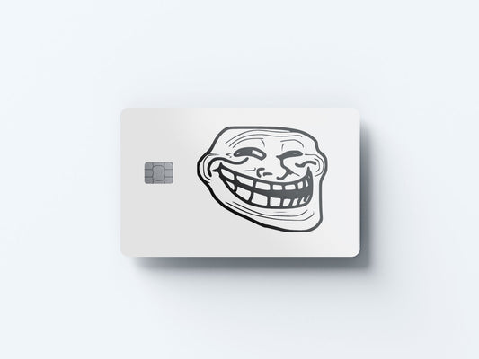 Watercolor troll face design | credit card sticker | small chip | credit card skin for nursery and home wall decor.