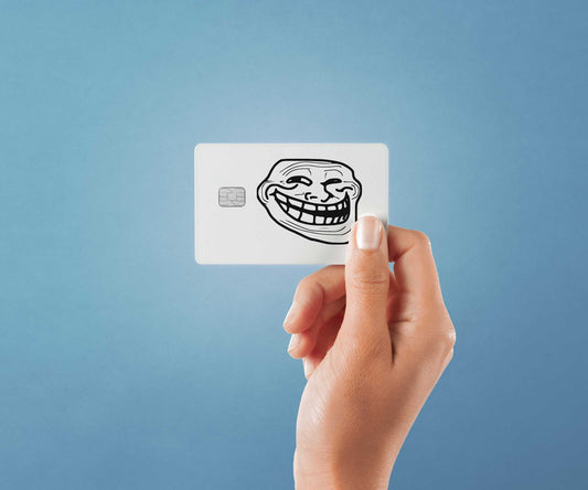 Watercolor troll face design | credit card sticker | small chip | credit card skin for nursery and home wall decor.