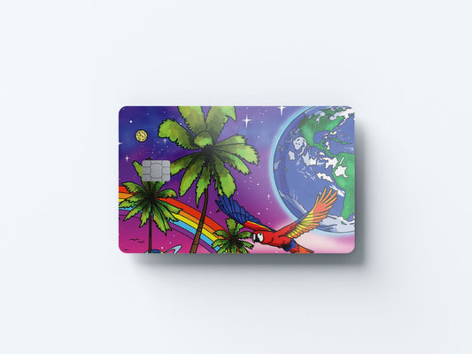 Watercolor tropical daydream design | credit card sticker | small chip | credit card skin for nursery and home wall decor.