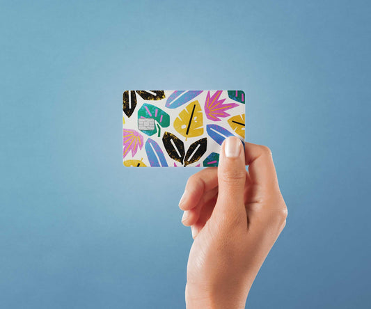 Watercolor tropical leaves design | credit card sticker | small chip | credit card skin for nursery and home wall decor.