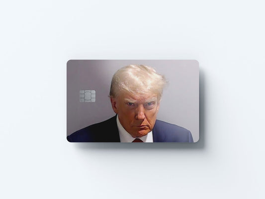 Watercolor trump mugshot design | credit card sticker | small chip | credit card skin for nursery and home wall decor.
