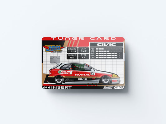 Tuner Card EK9 Civic W Design | Credit Card Sticker | Small Chip | Credit Card Skin