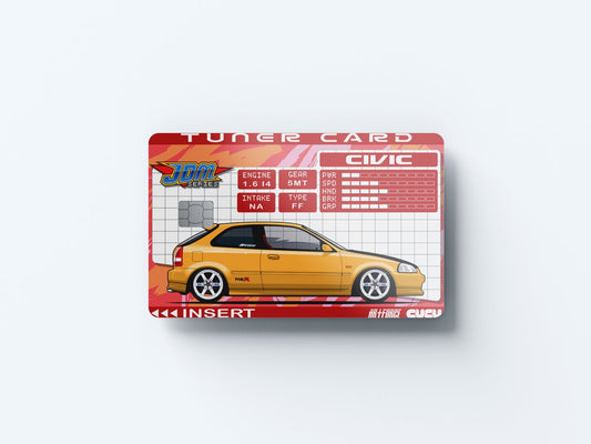 Tuner Card EK9 Civic Y Design | Credit Card Sticker | Small Chip | Credit Card Skin