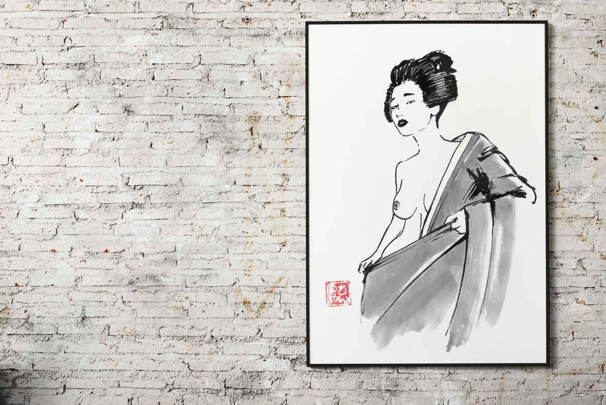 undressing geisha Asian Style Poster | Wall Art for Home & Office | High-Quality Print - High-Quality Visual Display