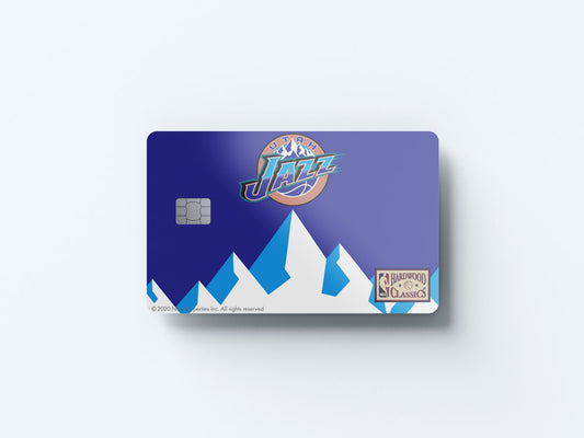 Watercolor utah jazz away warmups hardwood classics design | credit card sticker | small chip | credit card skin for nursery and home wall decor.