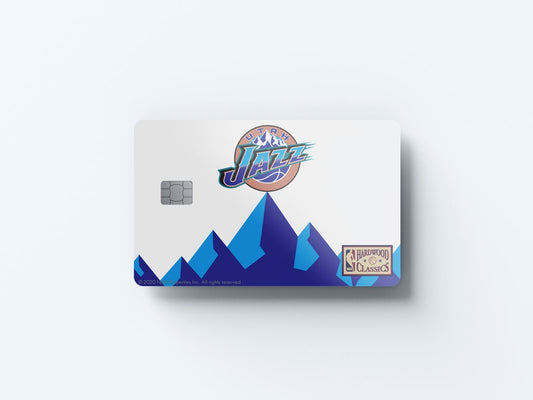 Watercolor utah jazz home warmups hardwood classics design | credit card sticker | small chip | credit card skin for nursery and home wall decor.