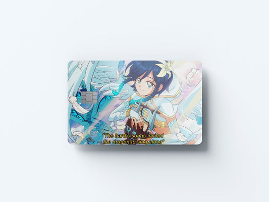 Venti The Bard's Song Design | Credit Card Sticker | Small Chip | Credit Card Skin
