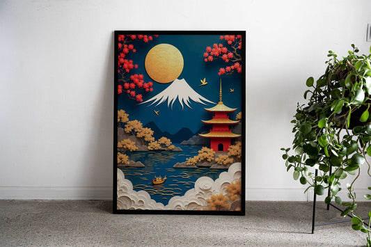 vintage japanese Landscape Asian Style Poster | Wall Art for Home & Office | High-Quality Print - High-Quality Visual Display