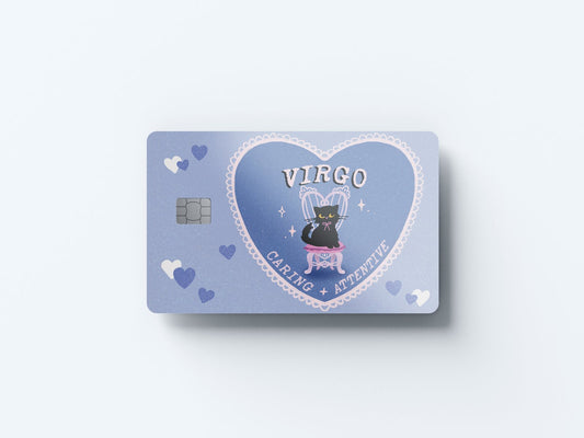 Virgo Cat Love Design | Credit Card Sticker | Small Chip | Credit Card Skin