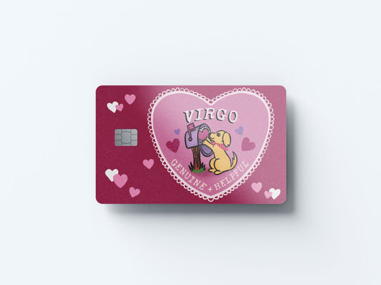 Virgo Puppy Love Design | Credit Card Sticker | Small Chip | Credit Card Skin