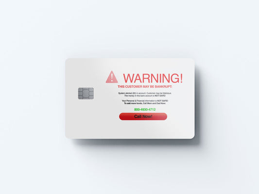 Virus Warning Design | Credit Card Sticker | Small Chip | Credit Card Skin
