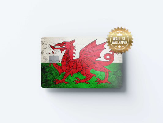 Wales Retro Flag - Premium Vinyl Credit Card Skin Cover by Wonderwallsboutique
