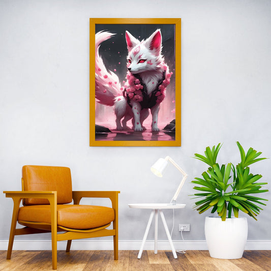 whait sakura kitsune Asian Style Poster | Wall Art for Home & Office | High-Quality Print - High-Quality Visual Display