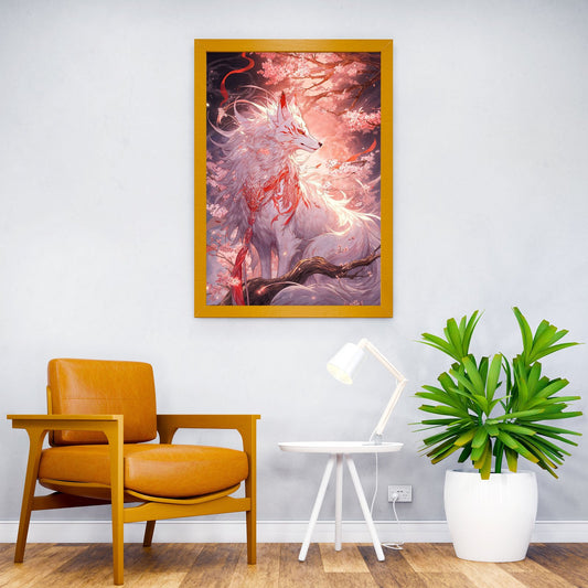 white kitsune of sakura Asian Style Poster | Wall Art for Home & Office | High-Quality Print - High-Quality Visual Display