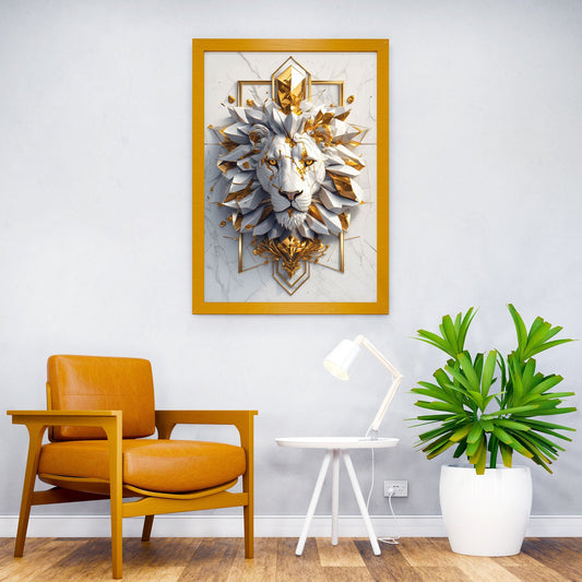 white lion kintsugi art Asian Style Poster | Wall Art for Home & Office | High-Quality Print - High-Quality Visual Display