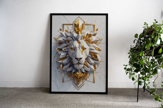 white lion kintsugi art Asian Style Poster | Wall Art for Home & Office | High-Quality Print - High-Quality Visual Display