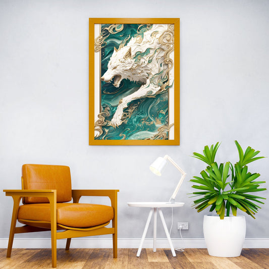 white wolf kintsugi art Asian Style Poster | Wall Art for Home & Office | High-Quality Print - High-Quality Visual Display