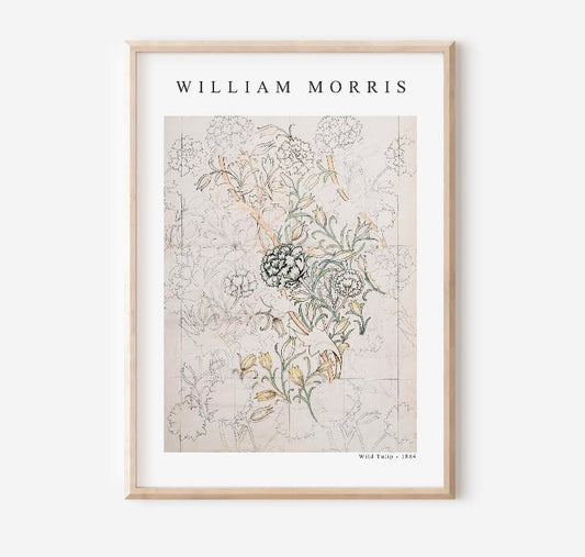 William Morris Wild Tulip Print in Elegant Neutral Tones