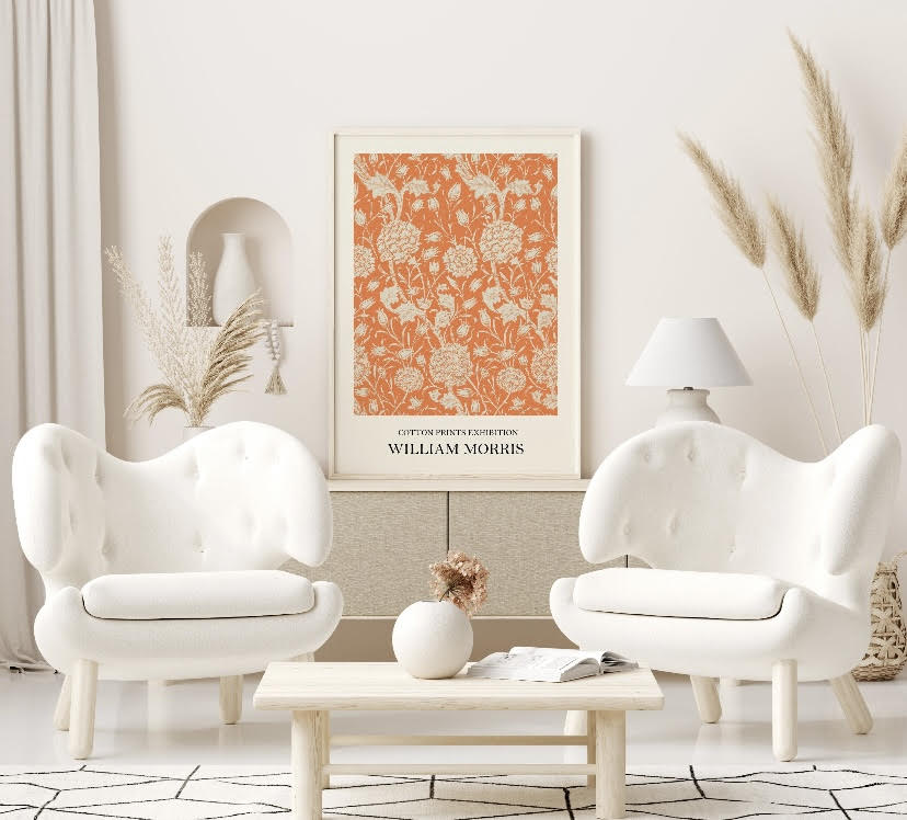 William Morris Orange Floral Design