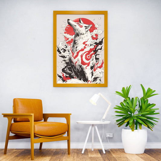 wolf japan style Asian Style Poster | Wall Art for Home & Office | High-Quality Print - High-Quality Visual Display
